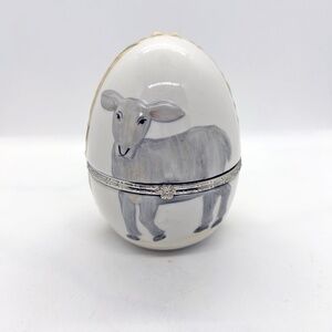 Villeroy & Boch Springtime Porcelain Egg Trinket box with baby lamb ornament